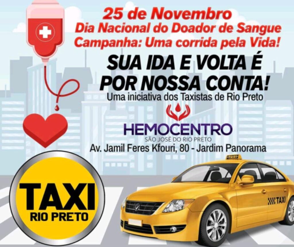 FETACESP parabeniza taxistas de Rio Preto por campanha de doação de sangue.